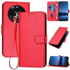 For OPPO Find X6 YX0070 Carbon Fiber Buckle Leather Phone Case with Lanyard(Red) - 1