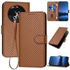 For OPPO Find X6 YX0070 Carbon Fiber Buckle Leather Phone Case with Lanyard(Coffee) - 1