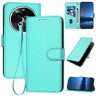 For OPPO Find X6 Pro YX0070 Carbon Fiber Buckle Leather Phone Case with Lanyard(Light Blue) - 1