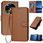 For OPPO Find X6 Pro YX0070 Carbon Fiber Buckle Leather Phone Case with Lanyard(Coffee) - 1
