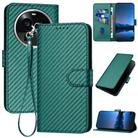 For OPPO Find X6 Pro YX0070 Carbon Fiber Buckle Leather Phone Case with Lanyard(Dark Green) - 1