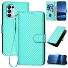 For OPPO Reno5 4G / 5G / Find X3 Lite YX0070 Carbon Fiber Buckle Leather Phone Case with Lanyard(Light Blue) - 1