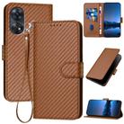 For OPPO Reno8 T 4G YX0070 Carbon Fiber Buckle Leather Phone Case with Lanyard(Coffee) - 1