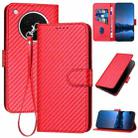 For OPPO Find X8s YX0070 Carbon Fiber Buckle Leather Phone Case with Lanyard(Red) - 1