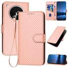 For OPPO Find X8s YX0070 Carbon Fiber Buckle Leather Phone Case with Lanyard(Pink) - 1
