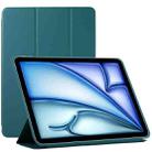 For iPad Air 11 2024 Double-sided Clip Non-buckle Magnetic PU Smart Tablet Case(Dark Green) - 1