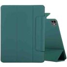 For iPad Pro 13 2024 Double-sided Clip Fixed Buckle Magnetic PU Leather Smart Tablet Case(Dark Green) - 1