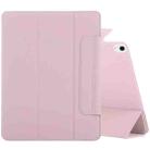 For iPad Air 13 2024 Double-sided Clip Fixed Buckle Magnetic PU Leather Smart Tablet Case(Rose Gold) - 1