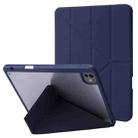 For iPad Pro 13 2024 Deformation Transparent Acrylic Leather Tablet Case(Dark Blue) - 1