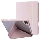 For iPad Pro 13 2024 Deformation Transparent Acrylic Leather Tablet Case(Pink) - 1