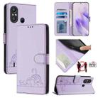 For itel A58 / A49 Cat Rat Embossed Pattern RFID Leather Phone Case with Lanyard(Purple) - 1