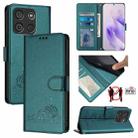 For itel A60 / A60S Cat Rat Embossed Pattern RFID Leather Phone Case with Lanyard(Peacock Green) - 1