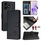 For itel A70 Cat Rat Embossed Pattern RFID Leather Phone Case with Lanyard(Black) - 1