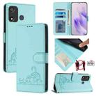 For itel P17 / A27 Cat Rat Embossed Pattern RFID Leather Phone Case with Lanyard(Mint Green) - 1