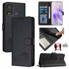 For itel P17 / A27 Cat Rat Embossed Pattern RFID Leather Phone Case with Lanyard(Black) - 1