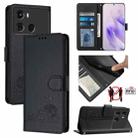 For itel P40 Cat Rat Embossed Pattern RFID Leather Phone Case with Lanyard(Black) - 1