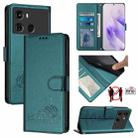 For itel P40 Cat Rat Embossed Pattern RFID Leather Phone Case with Lanyard(Peacock Green) - 1