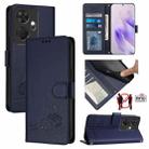 For itel P55+ Cat Rat Embossed Pattern RFID Leather Phone Case with Lanyard(Blue) - 1