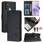 For itel S17 S661W / Vision 3 Cat Rat Embossed Pattern RFID Leather Phone Case with Lanyard(Black) - 1