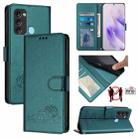 For itel S17 S661W / Vision 3 Cat Rat Embossed Pattern RFID Leather Phone Case with Lanyard(Peacock Green) - 1