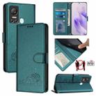 For itel S18 / Vision 5 Cat Rat Embossed Pattern RFID Leather Phone Case with Lanyard(Peacock Green) - 1