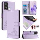 For itel S18 / Vision 5 Cat Rat Embossed Pattern RFID Leather Phone Case with Lanyard(Purple) - 1