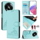 For itel RS4/S666LN Cat Rat Embossed Pattern RFID Leather Phone Case with Lanyard(Mint Green) - 1