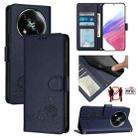 For itel RS4/S666LN Cat Rat Embossed Pattern RFID Leather Phone Case with Lanyard(Blue) - 1