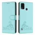 For itel A48 Cat Rat Embossed Pattern RFID Leather Phone Case with Lanyard(Mint Green) - 2