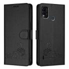 For itel A48 Cat Rat Embossed Pattern RFID Leather Phone Case with Lanyard(Black) - 2