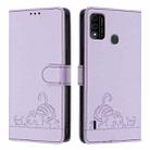 For itel A48 Cat Rat Embossed Pattern RFID Leather Phone Case with Lanyard(Purple) - 2