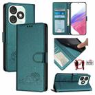 For itel A50 Cat Rat Embossed Pattern RFID Leather Phone Case with Lanyard(Peacock Green) - 1