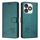 For itel A50 Cat Rat Embossed Pattern RFID Leather Phone Case with Lanyard(Peacock Green) - 2