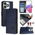 For itel A50 Cat Rat Embossed Pattern RFID Leather Phone Case with Lanyard(Blue) - 1