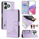 For itel A50 Cat Rat Embossed Pattern RFID Leather Phone Case with Lanyard(Purple) - 1