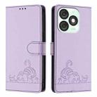 For itel A50 Cat Rat Embossed Pattern RFID Leather Phone Case with Lanyard(Purple) - 2