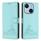 For itel A50C Cat Rat Embossed Pattern RFID Leather Phone Case with Lanyard(Mint Green) - 2