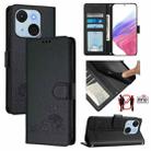 For itel A50C Cat Rat Embossed Pattern RFID Leather Phone Case with Lanyard(Black) - 1