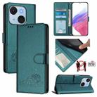 For itel A50C Cat Rat Embossed Pattern RFID Leather Phone Case with Lanyard(Peacock Green) - 1