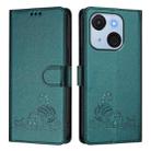 For itel A50C Cat Rat Embossed Pattern RFID Leather Phone Case with Lanyard(Peacock Green) - 2