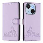 For itel A50C Cat Rat Embossed Pattern RFID Leather Phone Case with Lanyard(Purple) - 2