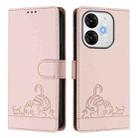 For itel A80 4G Cat Rat Embossed Pattern RFID Leather Phone Case with Lanyard(Pink) - 2