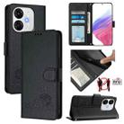 For itel A80 4G Cat Rat Embossed Pattern RFID Leather Phone Case with Lanyard(Black) - 1