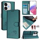 For itel A80 4G Cat Rat Embossed Pattern RFID Leather Phone Case with Lanyard(Peacock Green) - 1