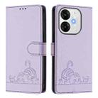 For itel A80 4G Cat Rat Embossed Pattern RFID Leather Phone Case with Lanyard(Purple) - 2