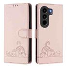 For itel Power 70 Cat Rat Embossed Pattern RFID Leather Phone Case with Lanyard(Pink) - 2