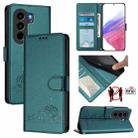 For itel Power 70 Cat Rat Embossed Pattern RFID Leather Phone Case with Lanyard(Peacock Green) - 1