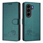 For itel Power 70 Cat Rat Embossed Pattern RFID Leather Phone Case with Lanyard(Peacock Green) - 2