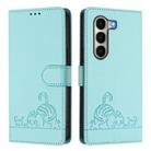 For Itel A95 5G Cat Rat Embossed Pattern RFID Leather Phone Case with Lanyard(Mint Green) - 2