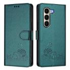 For Itel A95 5G Cat Rat Embossed Pattern RFID Leather Phone Case with Lanyard(Peacock Green) - 2